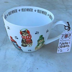 PORTOBELLO BY DESIGN “HELLO WINTER” CHRISTMAS CATS MUG CUP PORCELAIN ENGLAND